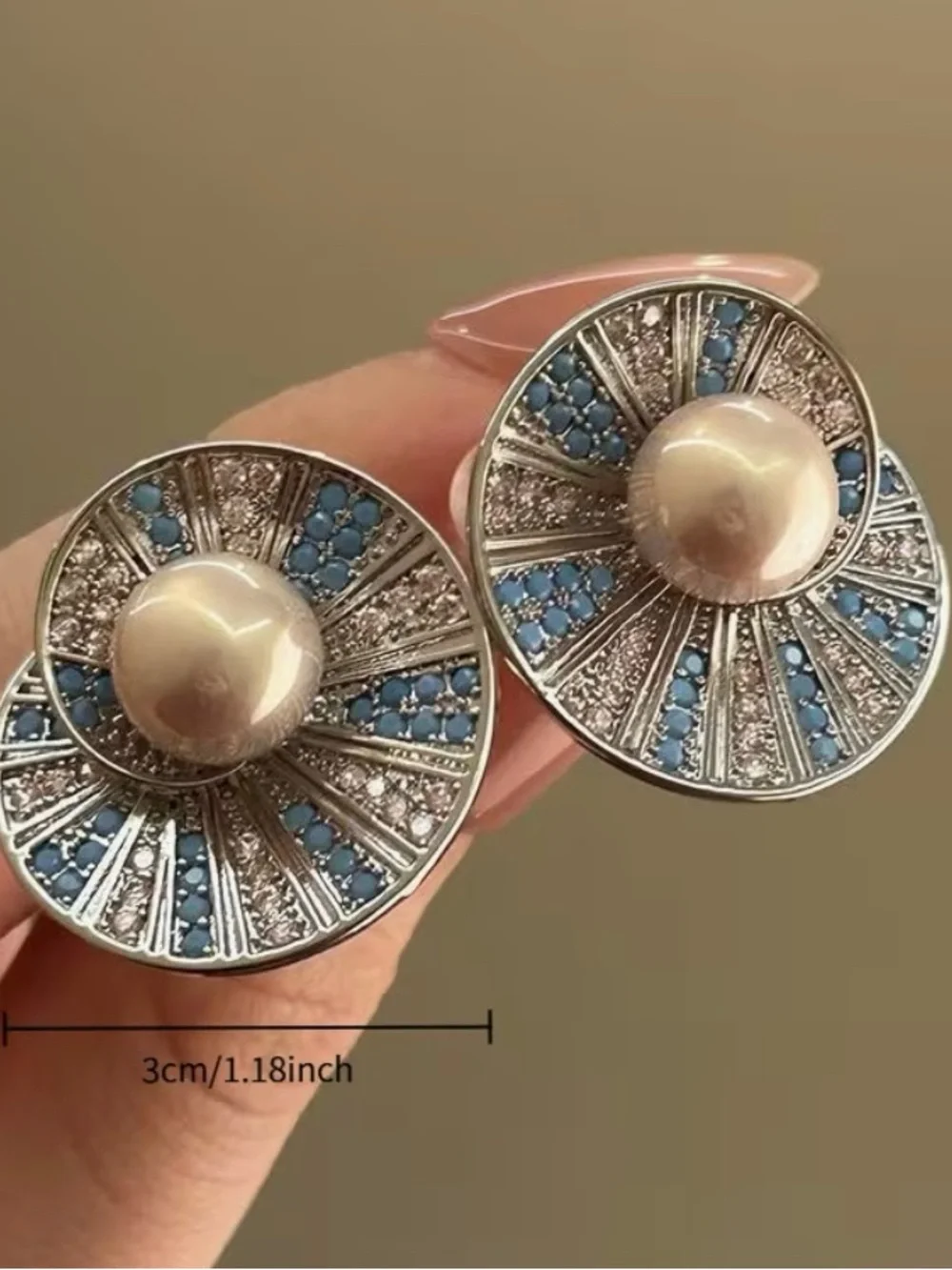 🩵 NEW Pearl & Blue CZ Silver Statement Earrings 🩵